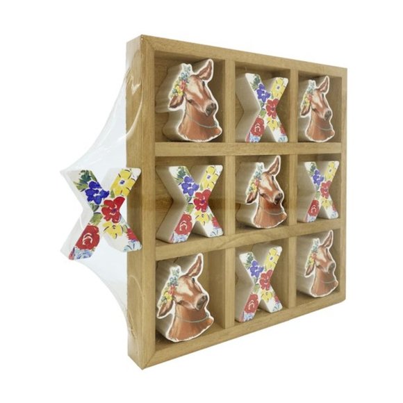 Pioneer Woman Summer Picnic Floral Cow Board Tic-Tac-Toe Game - Picture 3 of 3